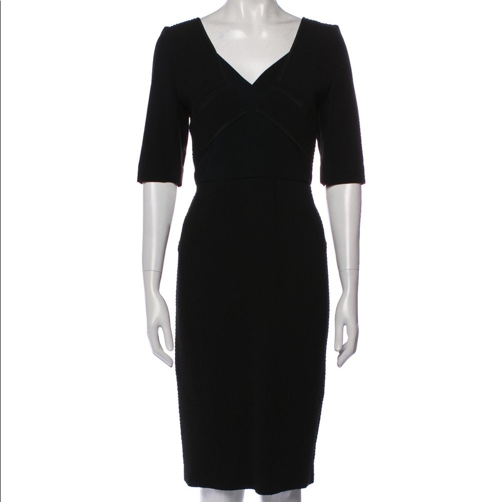 ROLAND MOURET V-Neck Midi Length Dress